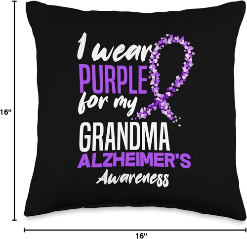 Miniatura 4 de ALZ Dementia Alzheimer's Awareness Apparel & Gifts I Wear Purple for My Grandma Dementia Alzheimer's Awareness - Almohada de 16 x 16 pulgadas