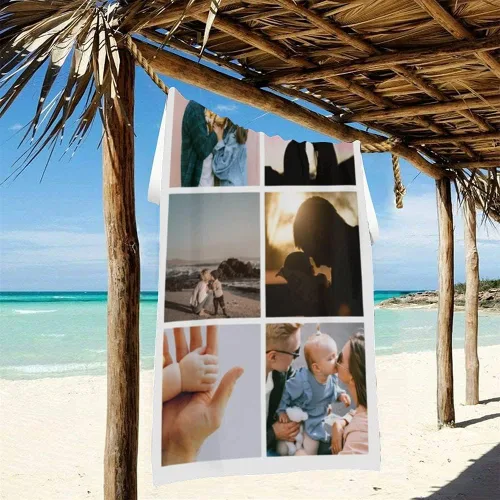 Miniatura 4 de Shapoo Toalla de playa con foto personalizada, foto personalizada/fondo/texto, divertida toalla de baño de microfibra personalizada para Ocho Foto