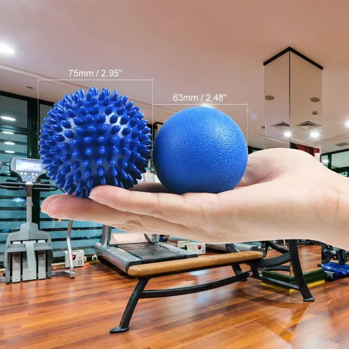 Miniatura 9 de URAQT Juego de 2 bolas de masaje con pinchos, bolas de masaje de terapia física, bola de lacrosse dura y bola de masaje con puntas para liberación