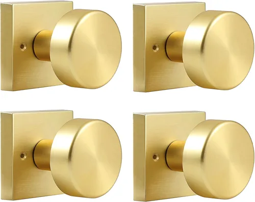 Miniatura 21 de coolnews Pomos dorados para puerta interior, pomo de puerta de privacidad con cerradura, manija de puerta cuadrada resistente moderna para Oro
