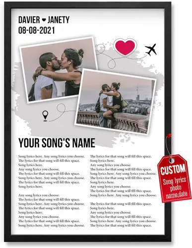 Miniatura 19 de H-DEWALL Póster personalizado de letras de canciones, regalos de cumpleaños para esposo para dormitorio, discos de vinilo, fotos, regalos para él