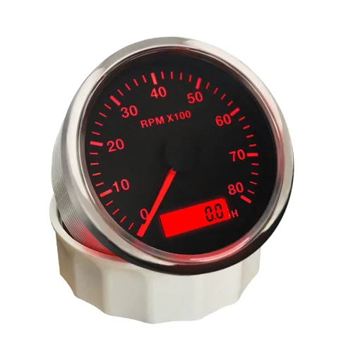 Miniatura 2 de ELING Motor de gasolina de 3.346 in, impermeable, calibre de tacómetro RPM, 0-8000 RPM, con medidor de horas ajustable y alarma RPM, con Negro