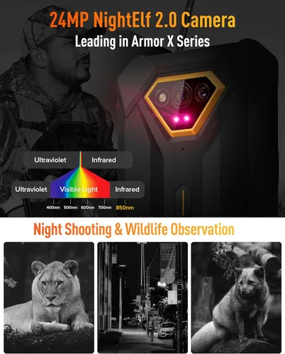 Miniatura 4 de Ulefone Armor X13 - Teléfono inteligente resistente, cámara de visión nocturna de 50 MP+24 MP, octa-core 12 GB RAM 64 GB ROM, pantalla de 6.52