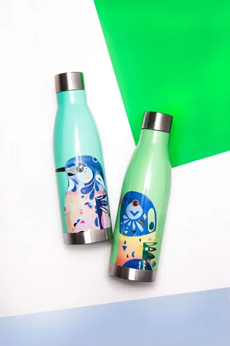 Miniatura 4 de Maxwell & Williams Pete Cromer - Botella de agua aislada, diseño de martín pescador azul, acero inoxidable sin BPA, 0.2 fl oz
