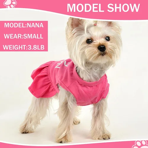 Miniatura 2 de Vestidos para perros medianos y niñas, paquete de 2 unidades, ropa rosa para niña pequeña, verano I Love My Mommy Daddy para cachorros, camisa