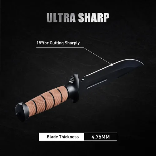 Miniatura 4 de Leopcito Cuchillo táctico de combate de hoja fija de 13.6 pulgadas con funda, acero inoxidable de supervivencia para caza bushcraft con mango Marrón