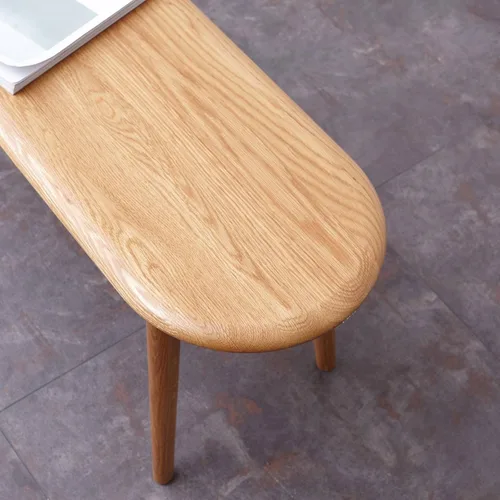 Miniatura 7 de Banco de comedor de madera de roble macizo, banco de acento con grano de madera para comedor, entrada, dormitorio