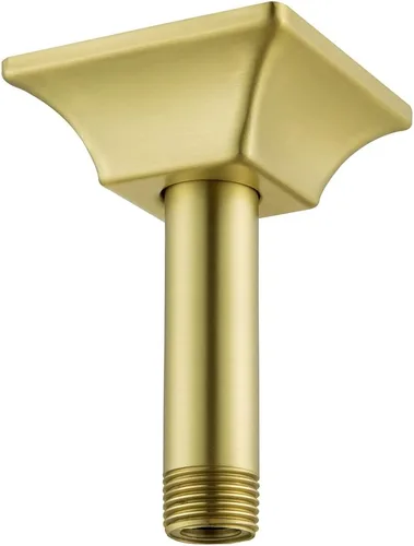 Brazo de ducha montado en el techo de 4 pulgadas, extensión de cabezal de ducha dorado con escudo único a juego, conexión estándar de 1/2 pulgada