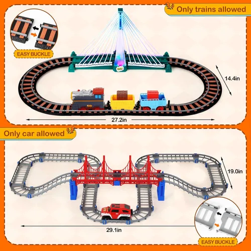 Miniatura 5 de Letapapa Juego de tren eléctrico para niños de 4 a 8 años, regalos de Navidad y cumpleaños para niños de 3 4 5 6 años, vías de tren para niños