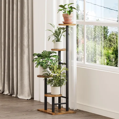 Miniatura 10 de Soporte para plantas de 5 niveles para interiores, estante esquinero para plantas, organizador de estantes para plantas, soporte de flores