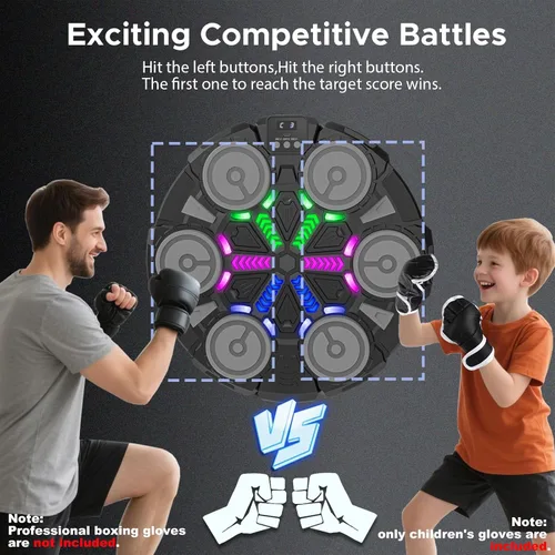 Miniatura 6 de Music Punching Machine for Kids Adults,Bluetooth Wall Mounted Boxing Trainer with Gloves,Rhythm Lights,2 Player Battle Mode,Reaction Training