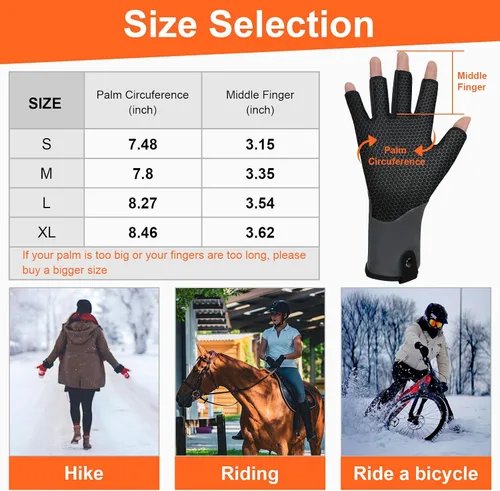 Miniatura 4 de Guantes térmicos sin dedos para mujeres y hombres, guantes térmicos recargables, calentador de manos eléctrico, ultrafinos y antideslizantes