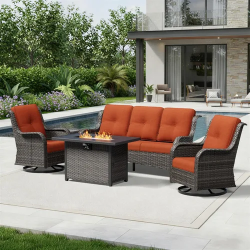 Miniatura 41 de Joyside Juego de sillas de mimbre para patio, juego de 3 piezas de mimbre para exteriores con 2 sillas reposabrazos y 1 mesa auxiliar para terraza
