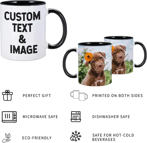 Miniatura 3 de Taza personalizada con foto de 11 onzas en ambos lados, taza personalizada con logotipo fotográfico, texto, regalos personalizados para Navidad