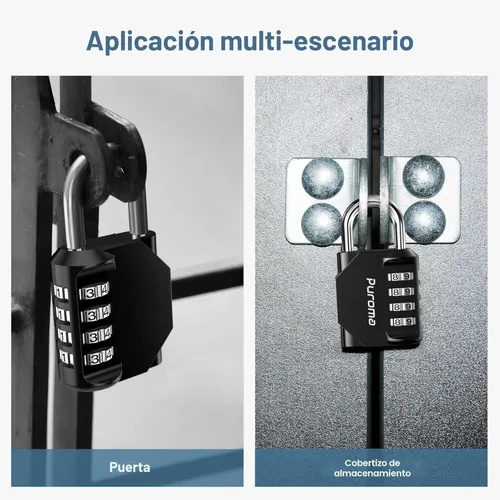 Miniatura 6 de Puroma - Candado impermeable de combinación de 4 dígitos, para intemperie, para casillero escolar o deportivo, valla, caja de herramientas, puerta