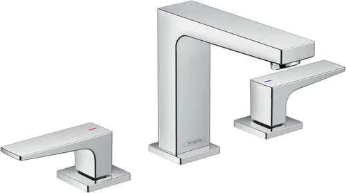 Miniatura 2 de hansgrohe Metropol 32516001 - Grifo moderno para lavabo de baño de bajo flujo con 2 manijas y 3 5 pulgadas de alto, color cromado, 32516001