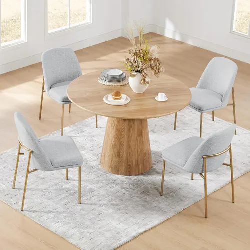Miniatura 7 de CHITA Juego de 2 sillas de comedor modernas, sillas de comedor de metal con certificación FSC para comedor, color gris claro