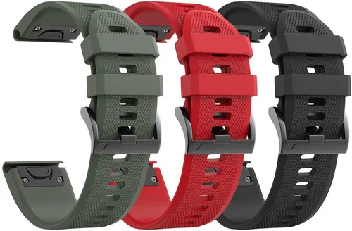 NotoCity Correa de Reloj de Silicona Suave Compatible con Fenix 5 Band de 22mm de Ancho para Fenix 5 Plus/Fenix 6/Fenix 6 Pro/Fenix Rojo/Negro/Verde