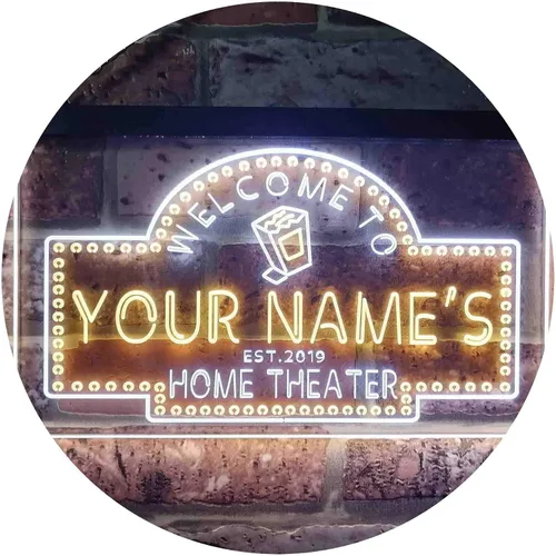 Miniatura 23 de ADVPRO Letrero de neón LED de doble color con tema de cine en casa, diseño personalizado de este año, azul y rojo, 16 x 12 pulgadas