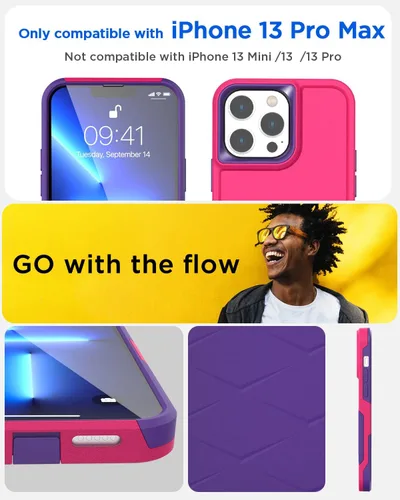 Miniatura 2 de AICase Funda para iPhone 13 Pro Max con protector de pantalla de vidrio, protección contra caídas de alta resistencia, cuerpo completo, resistente a