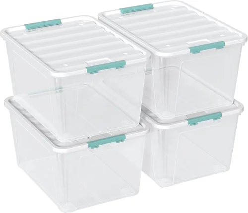 Miniatura 9 de Cajas de almacenamiento transparentes de 14 cuartos de galón con asas, contenedores de plástico con tapas, 6 paquetes