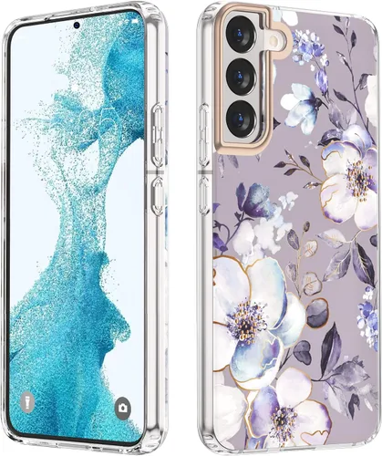 Miniatura 14 de MILPROX Compatible con Samsung Galaxy S22 Funda de Flores, bonito diseño de funda para niñas y mujeres, a prueba de golpes, patrón floral, parte