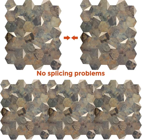Miniatura 4 de Azulejo de pared de PVC autoadhesivo de 5 hojas para cocina, baño, adhesivo de aluminio hexagonal autoadhesivo de 12 x 10.4 x 0.15 pulgadas