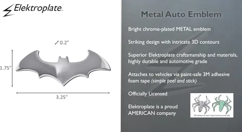 Miniatura 3 de Emblema cromado Batman (3D Bat) para auto Cromo Clásico (3.25")
