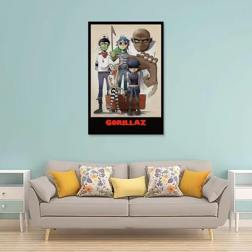 Miniatura 2 de KUCOON Gorillaz - Póster de música de banda de rock, lienzo, arte de pared, póster de sala de estar, dormitorio, pintura de 12 x 18 pulgadas