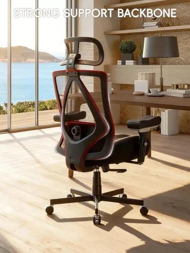 Miniatura 2 de Silla de oficina grande y alta de 550 libras, silla de escritorio ergonómica con cojín grueso en W y reposabrazos 4D, silla de escritorio de malla
