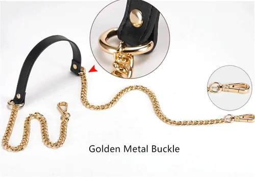 Miniatura 6 de ESUPPORT Correas de repuesto para bolso, cadena de metal de cuero para bolsos cruzados, bolso de hombro, cartera, bricolaje, 43.31 pulgadas de largo