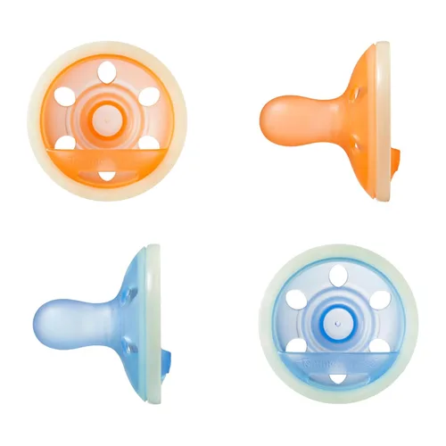 Tommee Tippee Chupete Nocturno Similar al Pecho para Recién Nacidos, 0-6 Meses, Bolsita Similar al Pecho, Chupetes Sin BPA, Tecnología que Brilla en