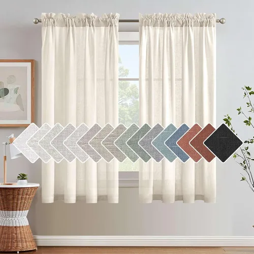 Miniatura 46 de H.VERSAILTEX Cortinas de Lino con Textura Filtradoras de Luz para Tratamiento de Ventanas de Sala de Estar, Cortinas Naturales Duraderas