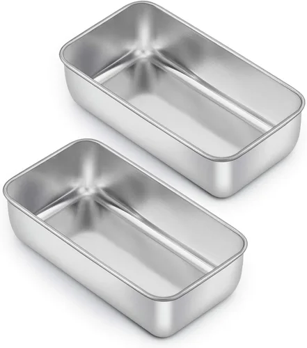 Miniatura 13 de E-far Molde para hornear pan, moldes de acero inoxidable de 9 x 5 pulgadas, utensilios de metal para hornear pan, pastel de carne, torta, brownies