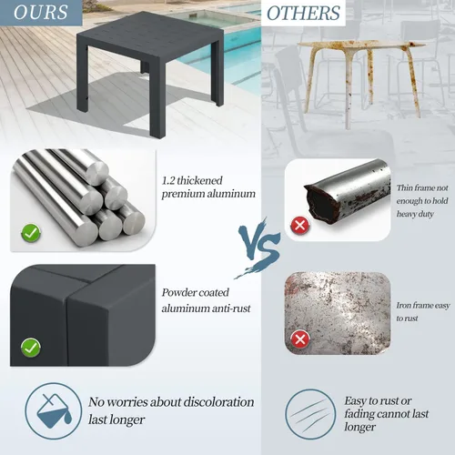 Miniatura 4 de NICESOUL® Mesas auxiliares de aluminio, 2 piezas, mesas de té grises para patio al aire libre, porche, muebles de patio trasero, piezas en pares