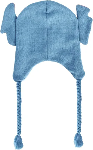 Miniatura 2 de Disney Stitch Beanie Hat, gorro de punto de invierno peruano con orejas y borlas 3D, azul, talla única, Azul