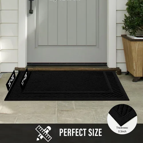 Miniatura 7 de HIYARD Tapete resistente para puerta delantera, tapetes absorbentes para barro y suciedad, antideslizantes, para interior y exterior, resistentes a