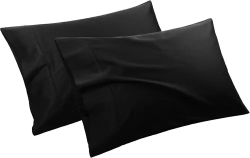 Miniatura 9 de PiccoCasa Fundas de almohada negras tamaño Queen, fundas de almohada suaves de 100% algodón con cierre de sobre, 20 x 30 pulgadas, fundas