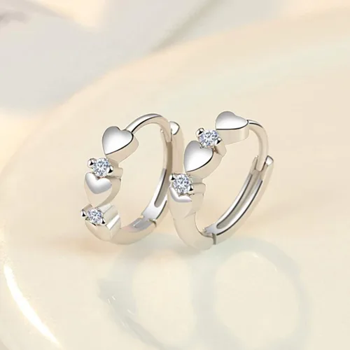 Miniatura 3 de Aretes de clip de moda, aretes colgantes de circonita cúbica con incrustaciones de corazón para mujer, joyería de boda, cumpleaños, regalo útil