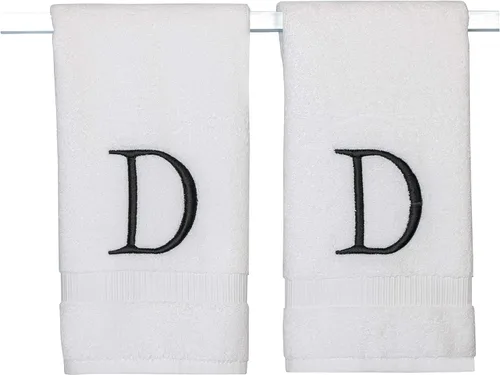Miniatura 248 de Toalla de mano con inicial beige para baño, toalla bordada decorativa de calidad de hotel de lujo con monograma para tocador, spa, certificado