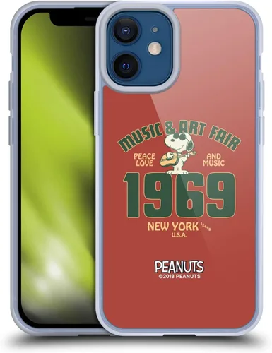 Miniatura 50 de Head Case Designs Funda de gel Woodstock 50th con licencia oficial de Peanuts Snoopy Guitar 1969 [protección de grado militar] compatible con Apple