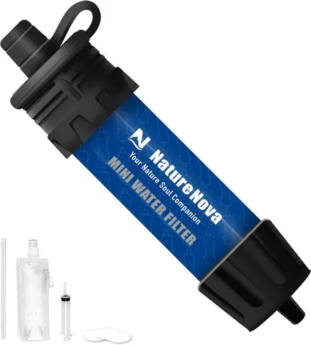 Miniatura 12 de Mini Filtro de Agua NatureNova Sistema Portátil de Filtración de Agua de Emergencia para Senderismo, Camping, Popote, Equipo de Supervivencia, Negro