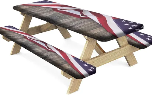 Miniatura 19 de Mantel ajustable para mesa y banco de pícnic de Halloween, diseño de fantasma, impermeable, 28 x 72 pulgadas, juego de 3 piezas, mantel ajustable al