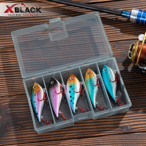 Miniatura 7 de XBLACK Juego de señuelos de pesca Minnow Crankbaits Lápiz articulado Popper VIB Señuelos de pesca Kit de 5 piezas para trucha lubina en agua salada