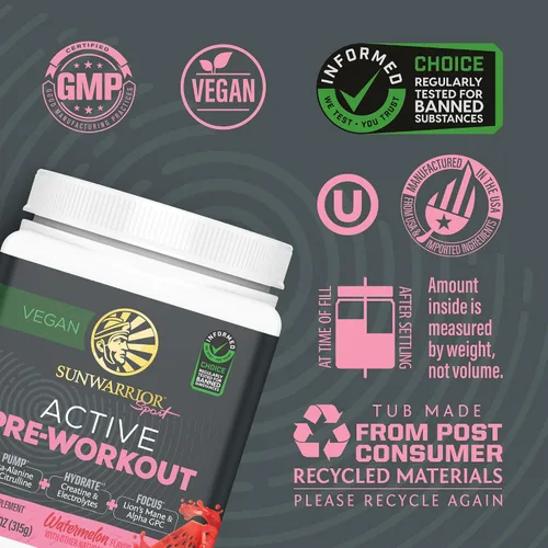 Miniatura 3 de Sunwarrior Bebida energética en polvo para antes del entrenamiento Suplemento vegano a base de plantas Bombea, hidrata, enfoque, resistencia