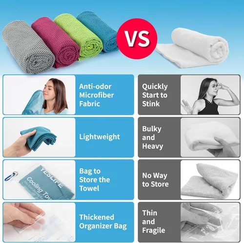 Miniatura 5 de YESLIFE Paquete de 4 toallas refrescantes de 40 x 12 pulgadas, toallas de gimnasio para hombres y mujeres, toallas de entrenamiento suaves y Azul
