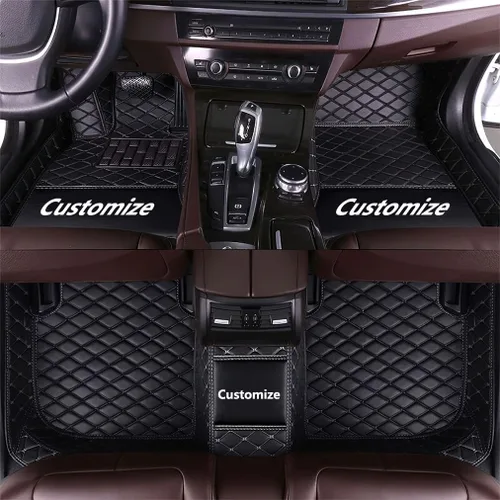 Miniatura 17 de Alfombrillas de cuero personalizadas para automóvil, personalizadas, para camión, sedán, cupé y SUV, revestimientos de lujo con diamantes (beige)
