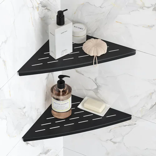 Miniatura 10 de Qeke Estante esquinero de ducha dorado cepillado, acero inoxidable 304 de 11.5 pulgadas, estante esquinero empotrado de baño para pared de azulejos