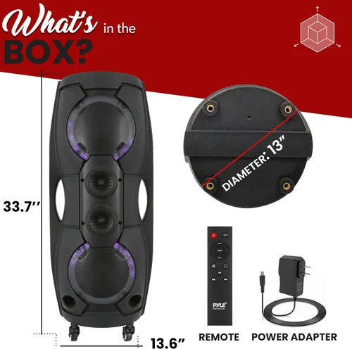 Miniatura 8 de Pyle Sistema de altavoces PA Bluetooth portátil - Sistema PA de altavoz Bluetooth de 1000 W para interiores y exteriores, con TWS, grabadora