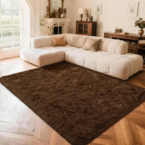Miniatura 25 de Przemy - Alfombra mullida para dormitorio y sala de estar, alfombra de 4 x 6 pies, beige, alfombra de pelo largo suave y esponjosa, alfombra